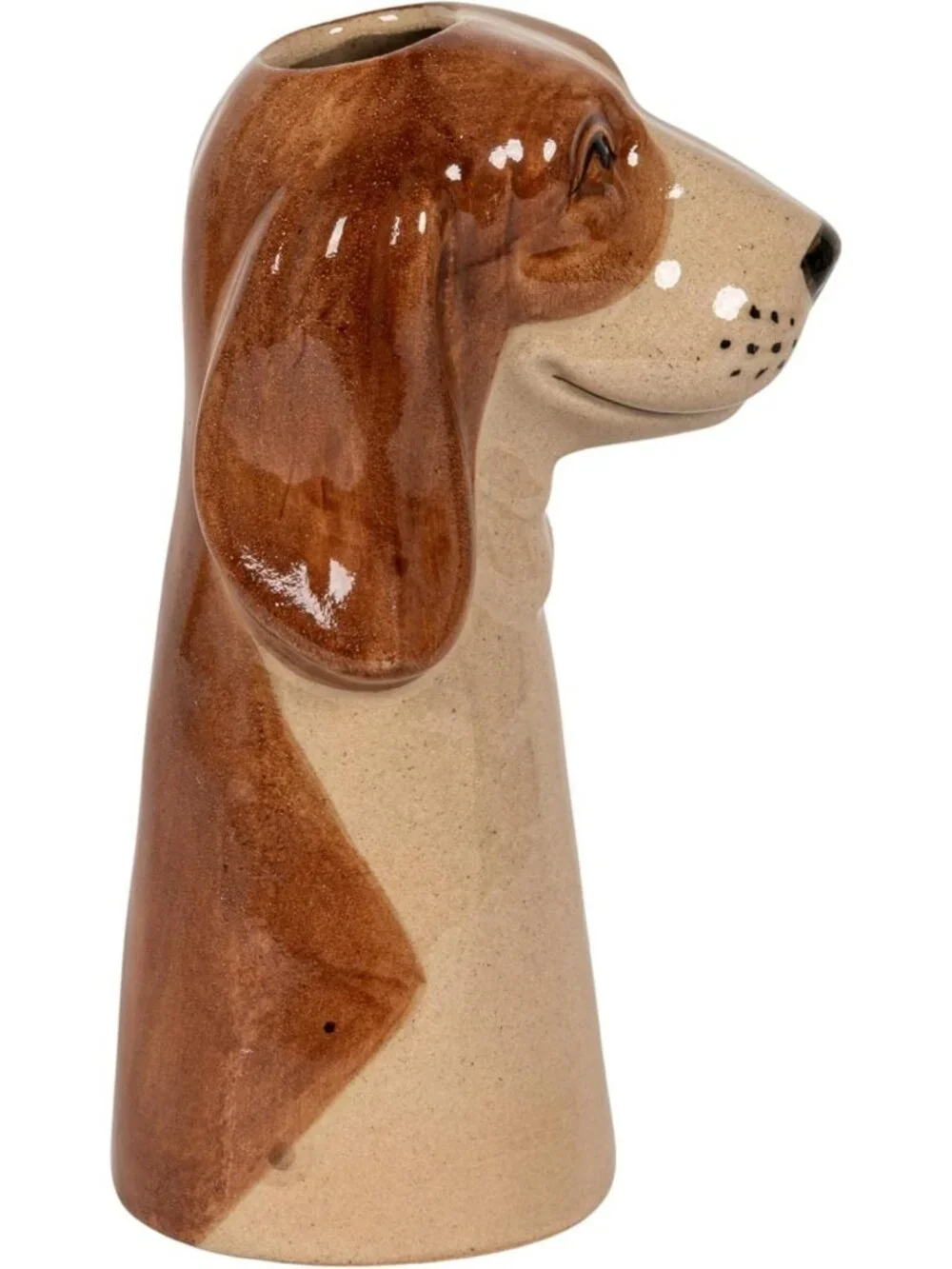 Hand-Painted 4-Piece Stoneware Dog Head Vase Set | Colorful Home Decor Accent